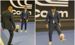 Ibrahimovic show ai Mondiali palleggia con Henry. nello studio tv 265x160
