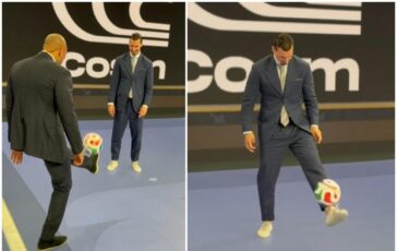 Ibrahimovic show ai Mondiali palleggia con Henry. nello studio tv 364x230