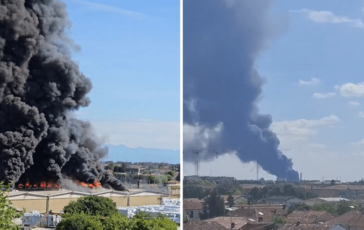 Mantova incendio in stabilimento chimico colonna di fumo visibile a distanza 364x230