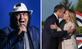 Meloni accolta da Macron al G7 con Felicita Al Bano E una canzone che mette allegria 265x160