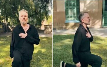 Miguel Bose in ginocchio sui social il video con la scritta I cant breathe dedicato a Henry Nowak 364x230