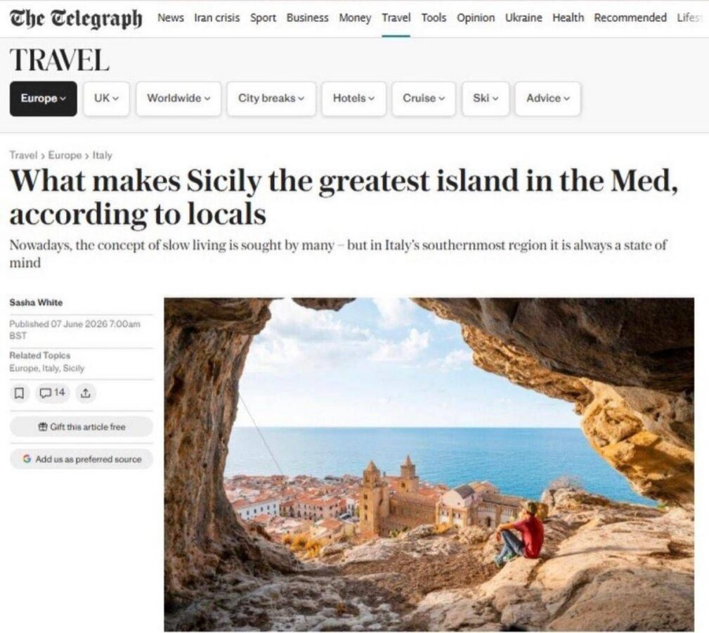 Per Telegraph ora la Sicilia è "l'isola più bella" del Mediterraneo. Schifani: "Servizio riparatorio dopo caso Dua Lipa"
