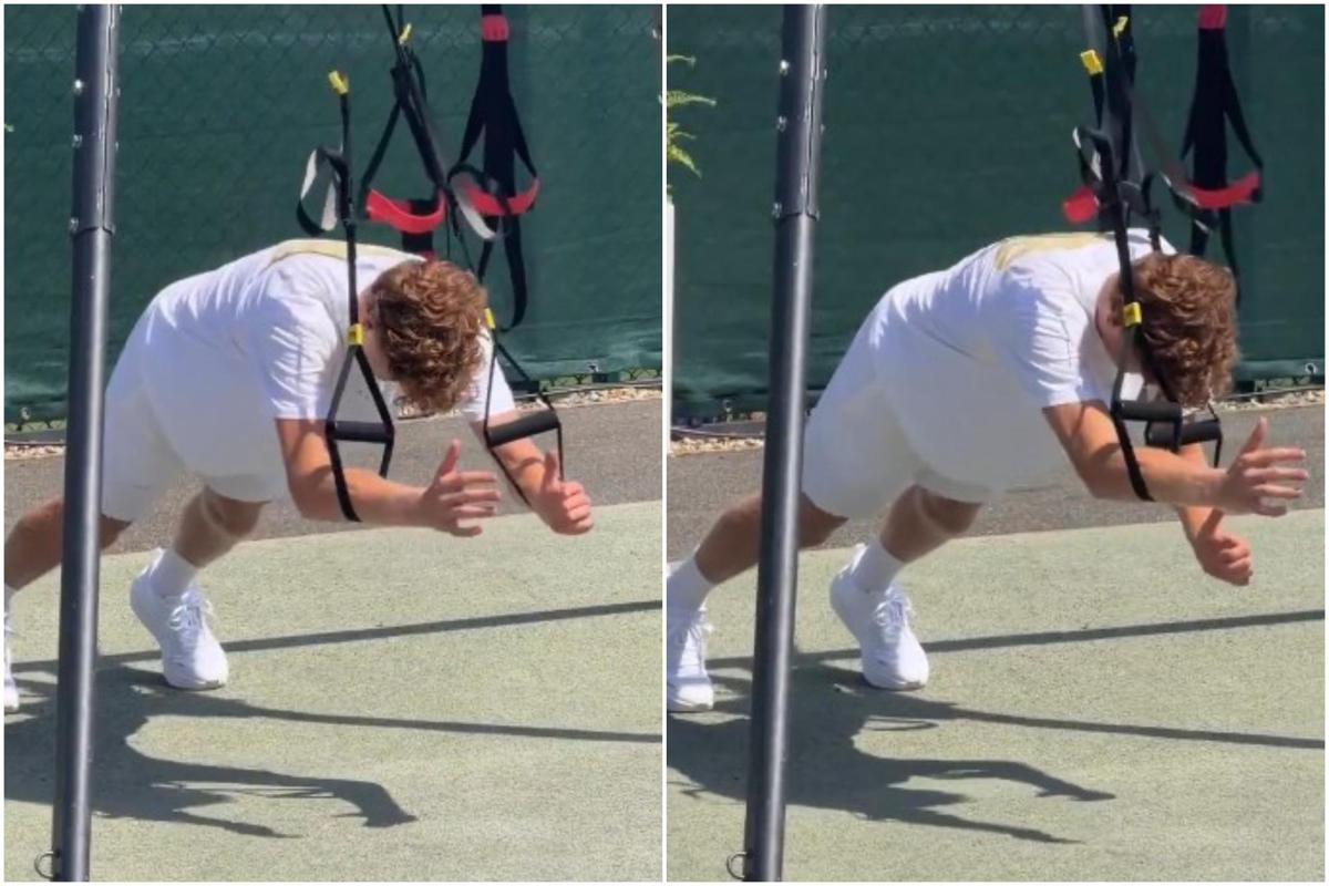 Sinner si allena, 'strano' esercizio a Wimbledon