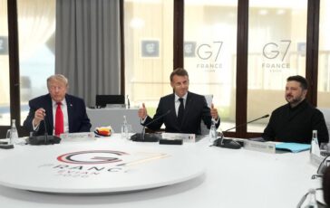 Ucraina al G7 trilaterale Trump Zelensky Macron. Il tycoon Russia deve trattare 364x230
