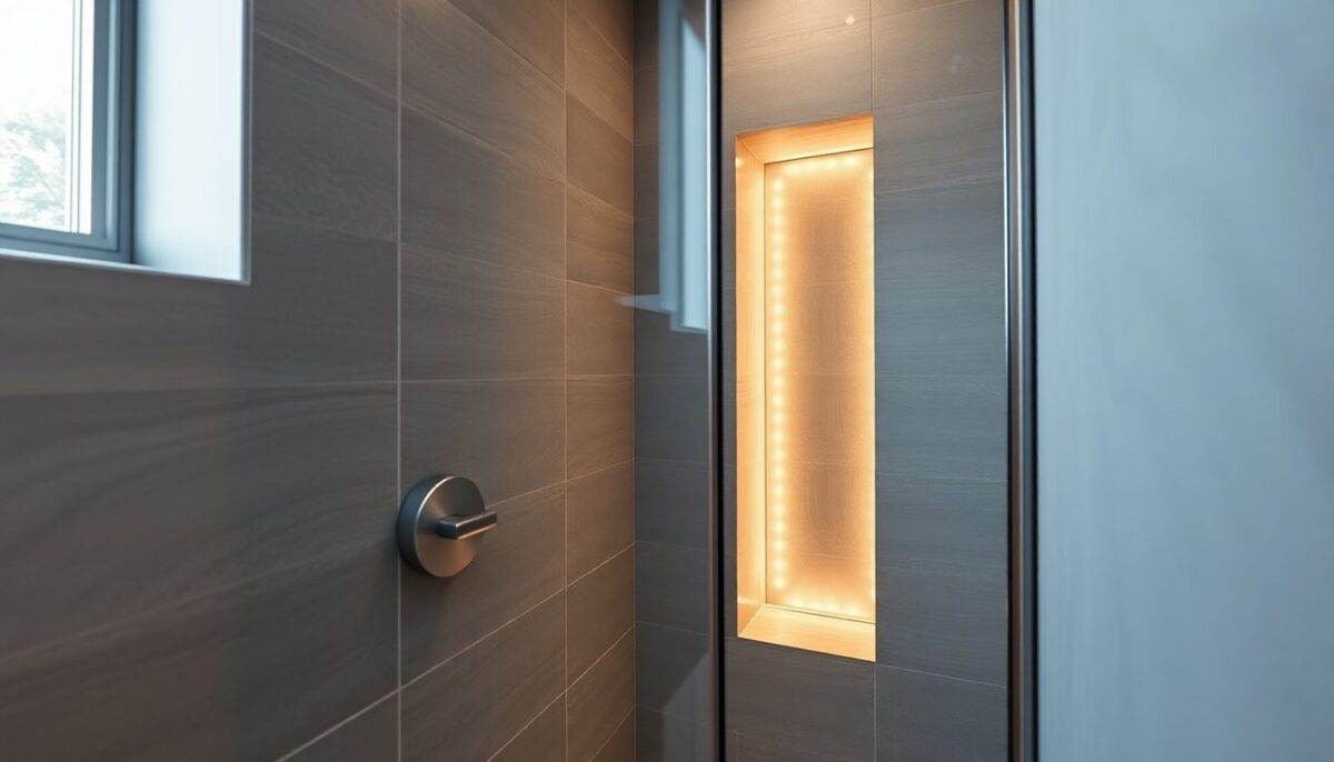 Bagno piccolo: soluzioni salvaspazio con doccia slim e luce a strati