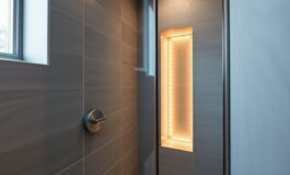 Bagno piccolo: soluzioni salvaspazio con doccia slim e luce a strati