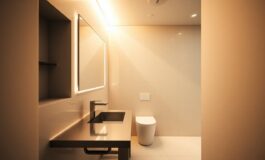 Micro-bagno: rubinetteria compatta, nicchie e luci a strati