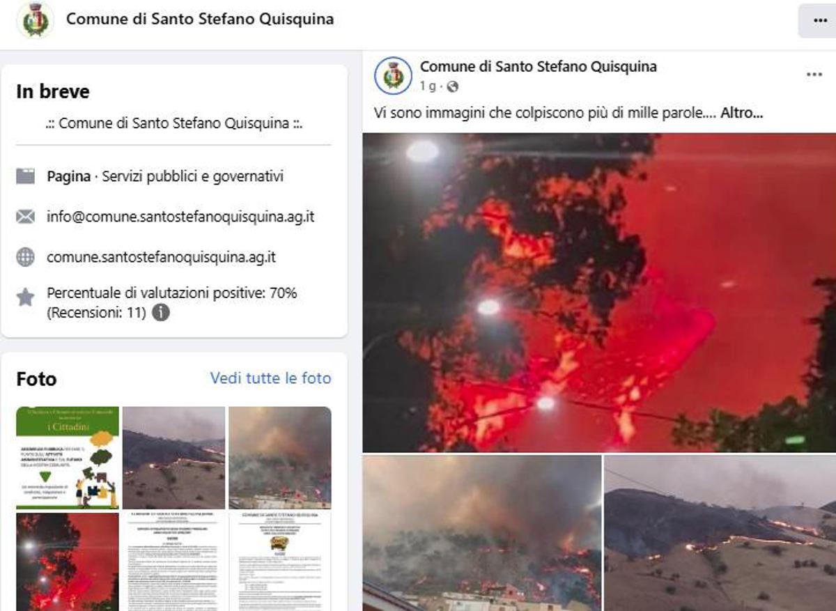 Agrigento, vasto incendio raggiunge centro abitato di Santo Stefano Quisquina: evacuate decine di case