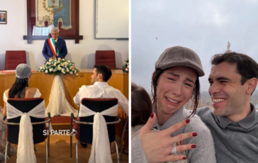 Aurora Ramazzotti e Goffredo Cerza oggi il primo si in Comune il matrimonio in Sicilia 364x230