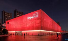 Bolognafiere posata ultima trave Unipol Hall avanti cronoprogramma 265x160