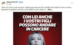 Con Meloni i vostri figli possono andare in carcere lo slogan choc del Pd sulla giustizia 265x160