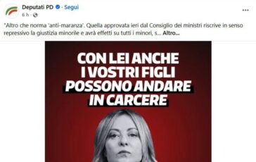 Con Meloni i vostri figli possono andare in carcere lo slogan choc del Pd sulla giustizia 364x230