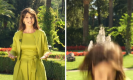 Lorena Bianchetti registra la puntata di A sua immagine e. cade il video social 265x160