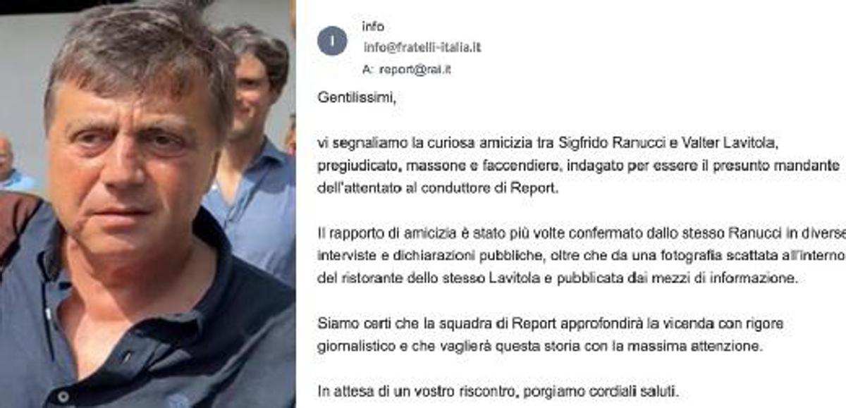 Ranucci, Fratelli d'Italia scrive a Report: "Segnaliamo curiosa amicizia con Lavitola"