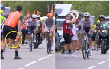 Tour de France non gli passa borraccia e ciclista si infuria ﻿ 364x230