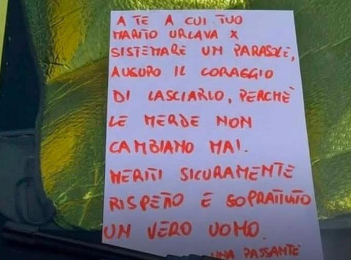 "Tuo marito urla, lascialo": il messaggio sul parabrezza diventa un caso web