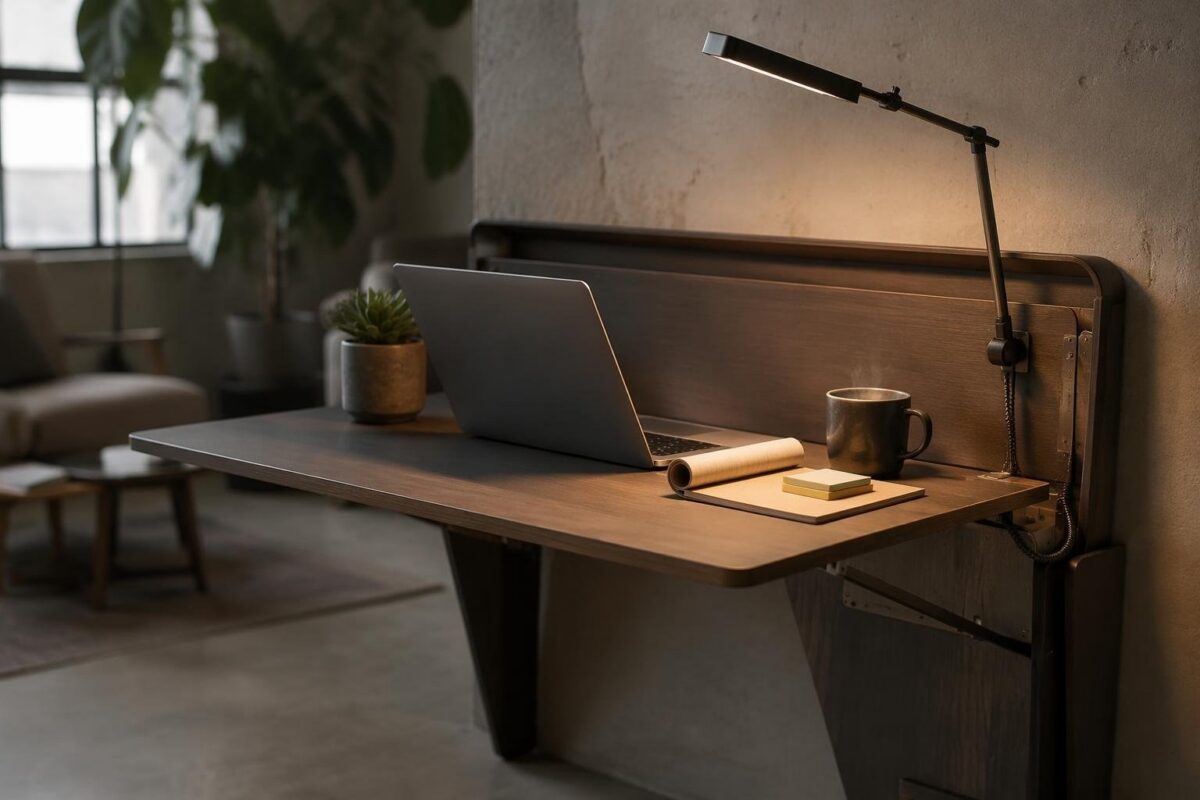 Arredo per nomadi digitali: scrivanie pieghevoli, luce circadiana e cavi a scomparsa