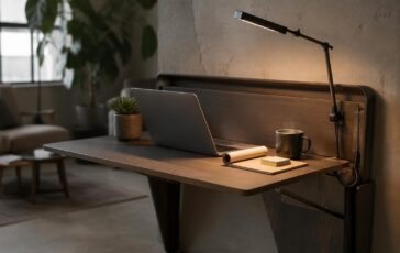 Arredo per nomadi digitali: scrivanie pieghevoli, luce circadiana e cavi a scomparsa