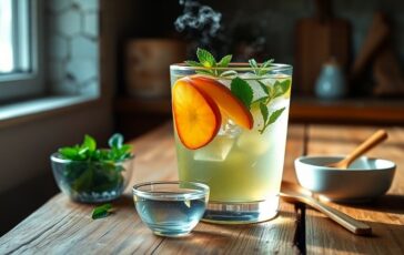 Preparare tè verde freddo con pesca e menta e perché i ghiaccioli industriali non convincono