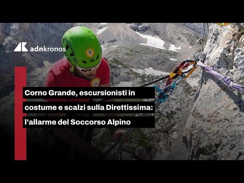 Corno Grande, escursionisti in costume e scalzi sulla Direttissima
