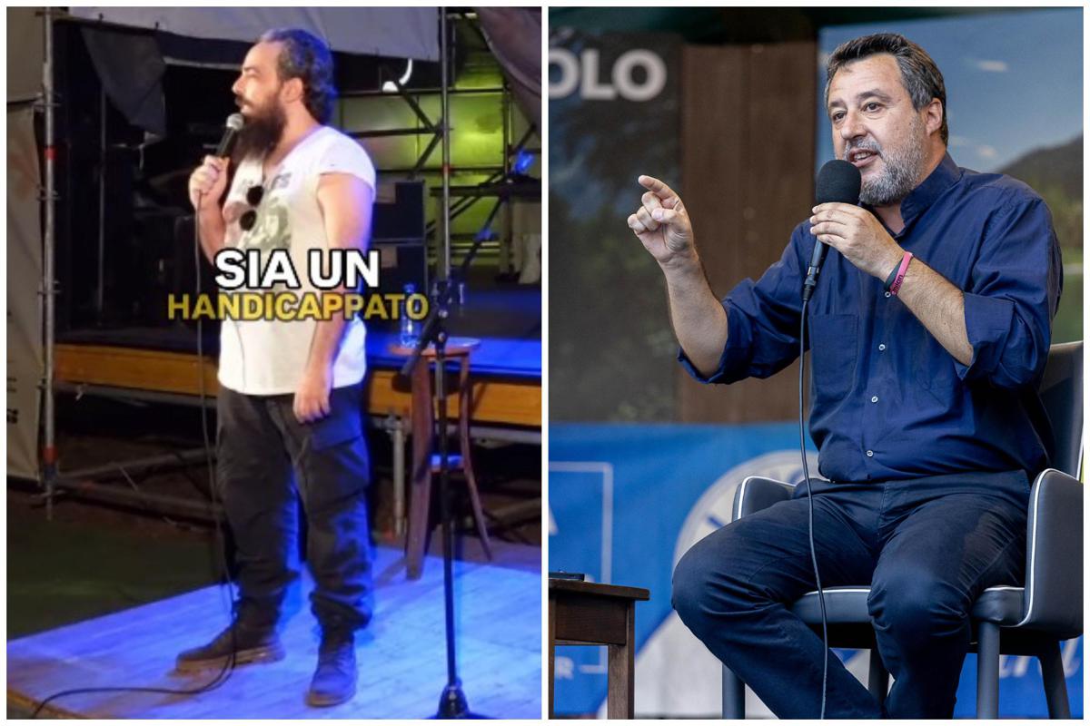 Il comico e la gag su Salvini che fa discutere: "Penso sia handicappato"