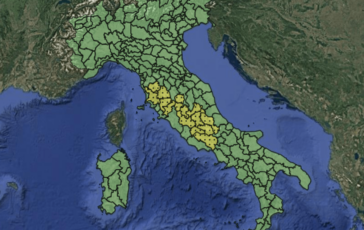 Maltempo allerta meteo gialla per temporali mercoledi 12 agosto la mappa delle 4 ragioni a rischio 364x230