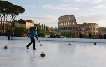 Curling con vista Colosseo: l'iniziativa che sorprende i romani