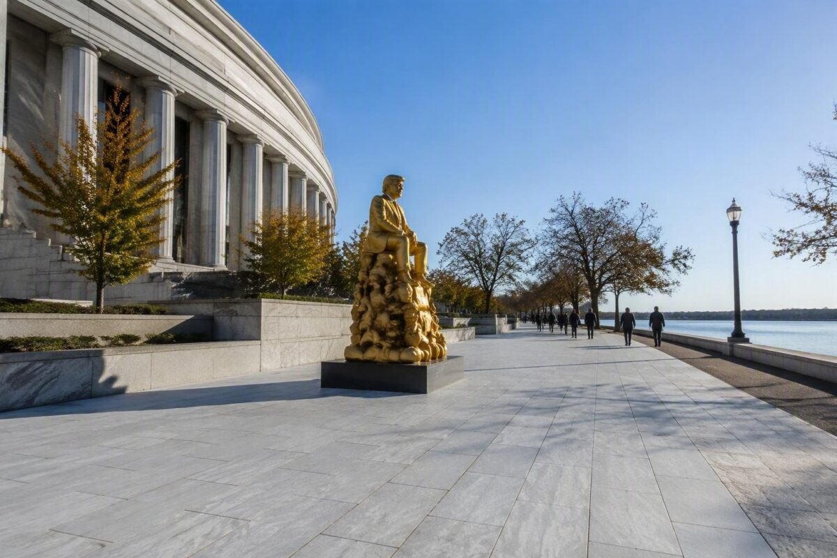 La scultura satirica di The Secret Handshake viaggia per gli Stati Uniti