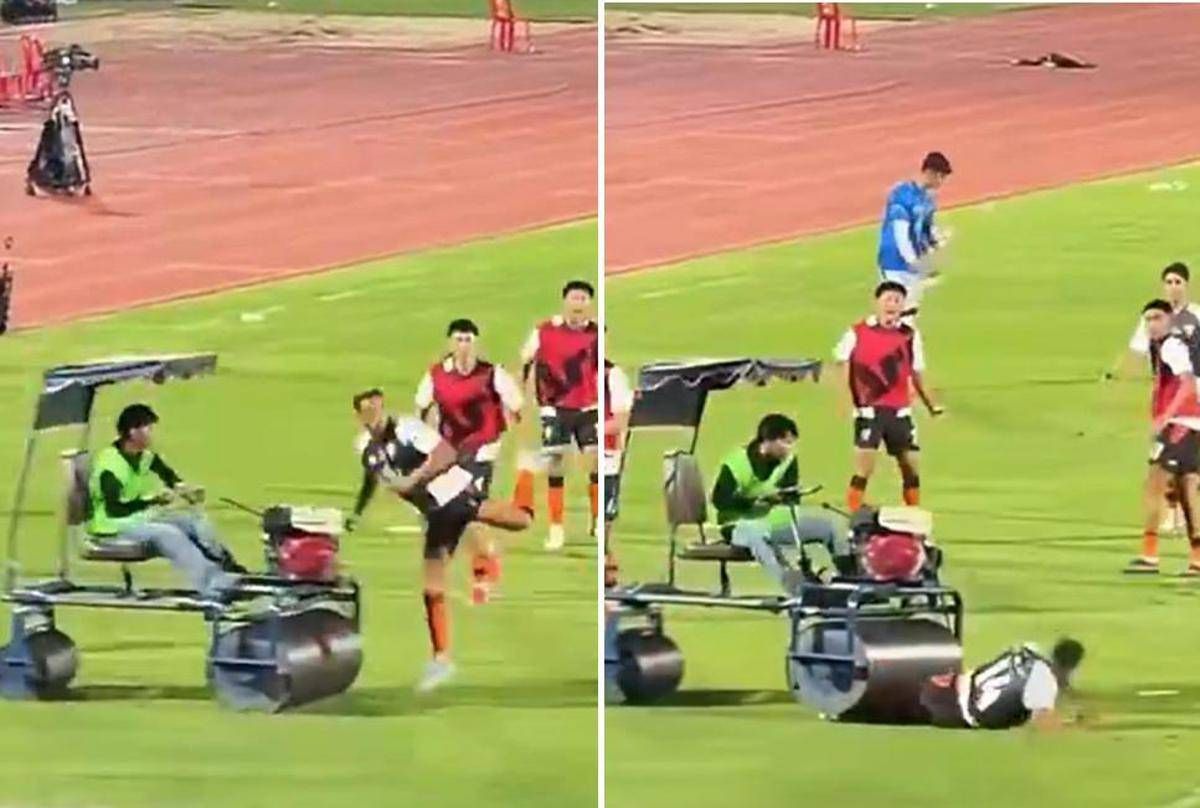 Calciatore investito in campo, l'incidente da brividi