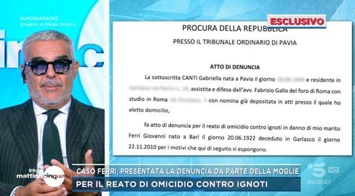 Delitto di Garlasco, la moglie di Giovanni Ferri presenta denuncia in procura per far riaprire caso: "Si indaghi per omicidio"