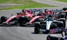 Gp Monza scintille alla partenza contatto Leclerc Hamilton poi Charles finisce a muro 265x160