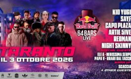 Red Bull 64 Bars Live Ele A Nerissima Serpe e Papa V come special guest il live a Taranto 265x160