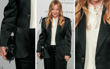 tailleur nero e camicia bianca alla cena della fashion week meloni sceglie ermanno scervino 2