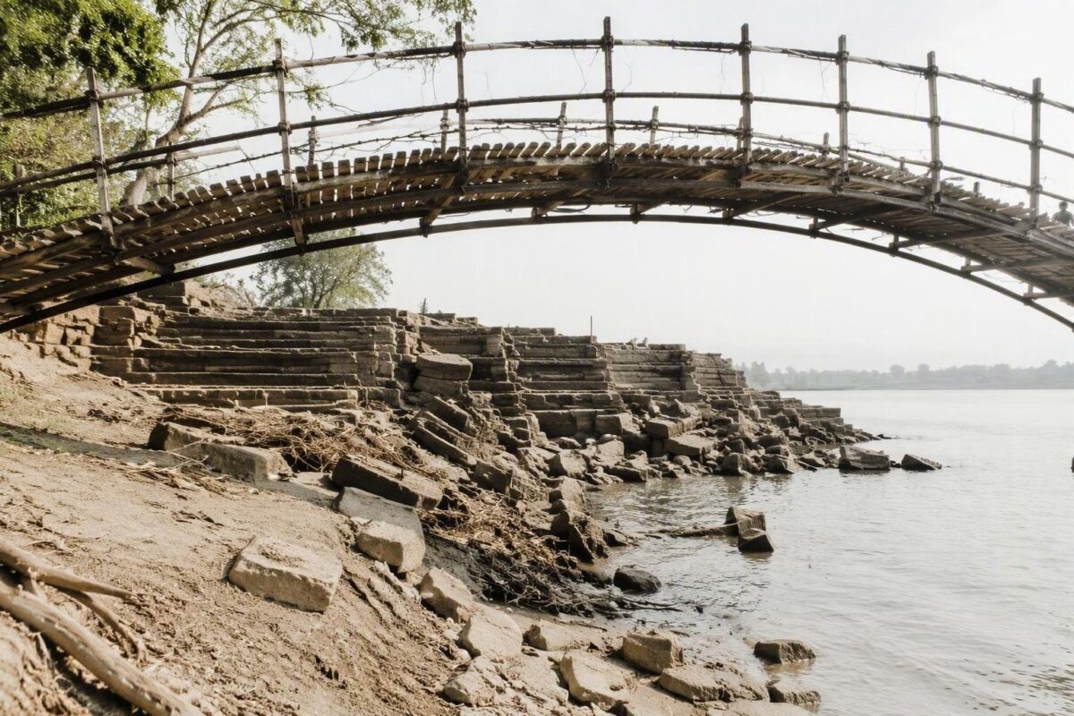 1954 stürzte ein Tempel in den Ganges: Erosion verstärkte sich