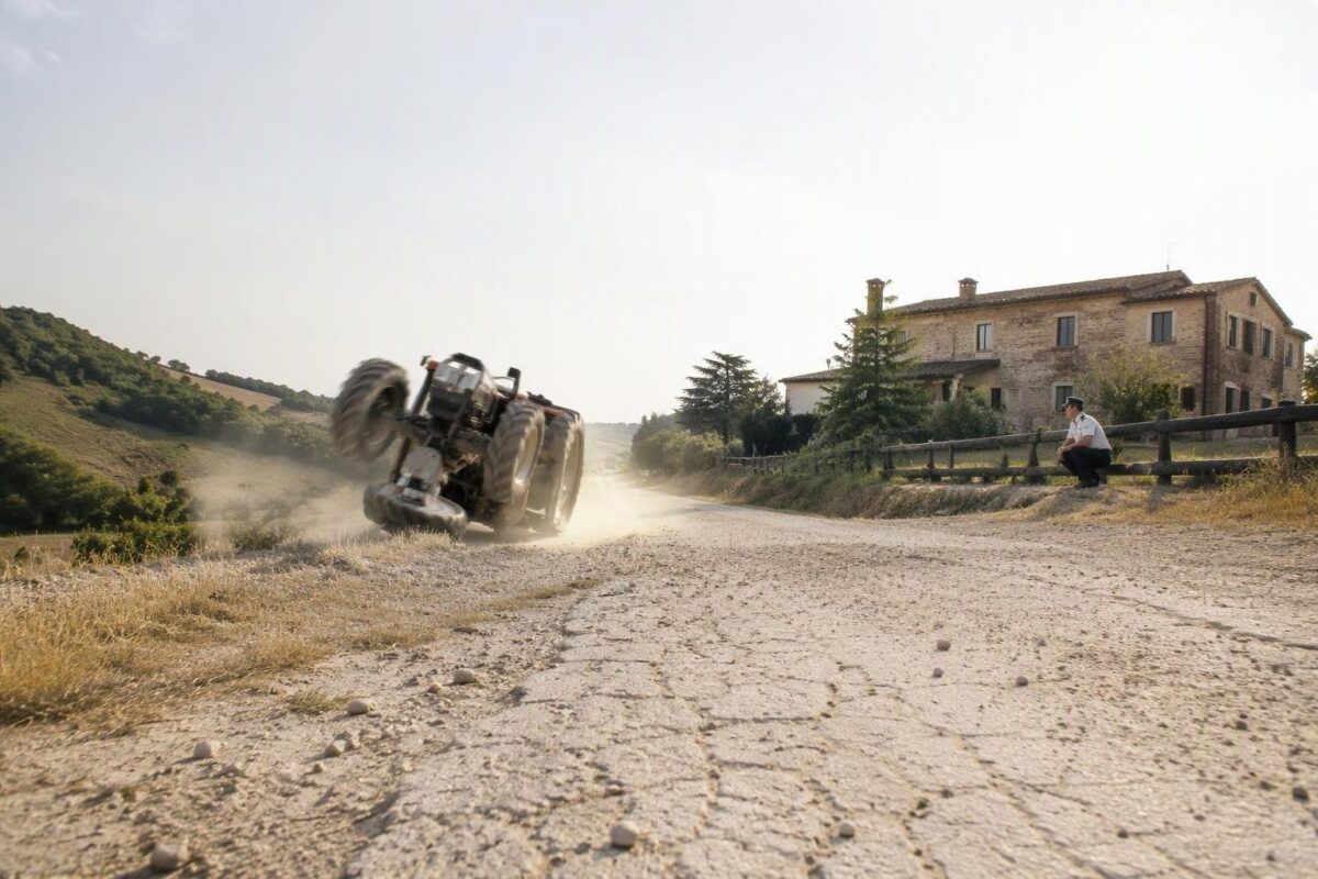 Uomo 70enne muore in incidente a Montegiorgio, trattore ribaltato