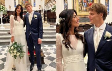 Giorgia Cardinaletti e Francesco Bechis hanno detto si le nozze a Fabriano e il look degli sposi 364x230