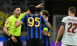Inter Shakhtar nerazzurri in dieci al 68 Bastoni espulso dopo due gialli in due minuti 265x160