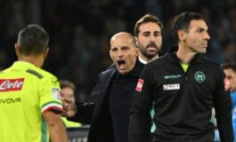 Stangata per Allegri due giornate di squalifica e multa dopo lespulsione con la Roma 265x160