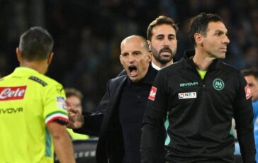 Stangata per Allegri due giornate di squalifica e multa dopo lespulsione con la Roma 364x230