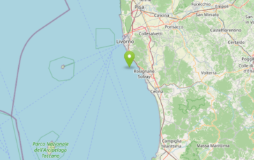 Terremoto oggi a Livorno scossa di magnitudo 3.3 con epicentro sulla costa avvertita dalla popolazione 364x230
