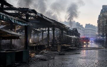 Fuoco annienta il mercato più antico di Parigi