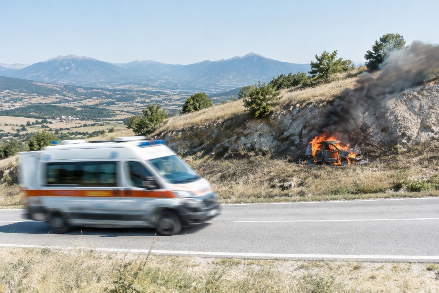 Tragedia in Italia, trovato morto in una scarpata accanto all’auto bruciata