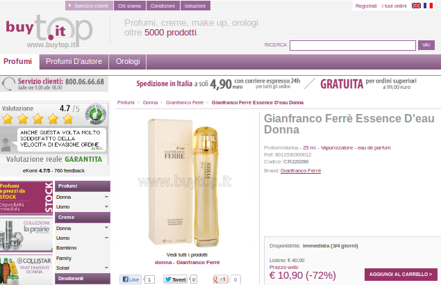 Vendita profumi online Buytop