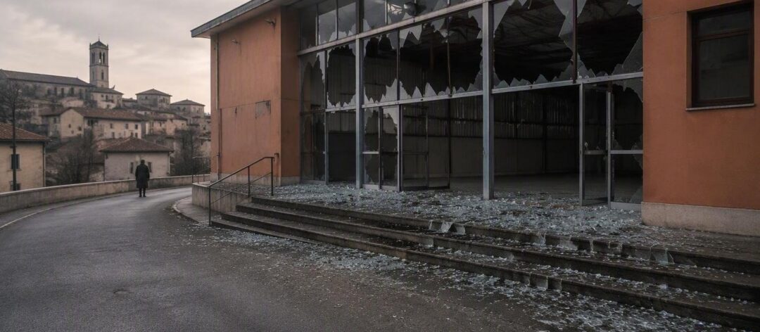 Tromba d'aria a Sinalunga: vittima trafitta da vetri e palazzetto scoperchiato