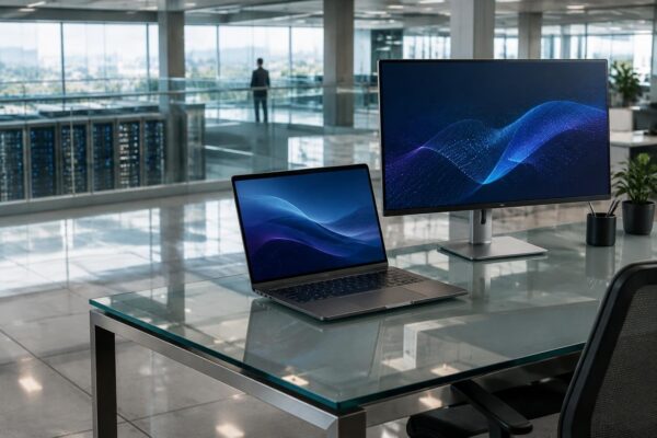 Notebook AI, monitor LG e noleggio per data analysis