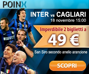 Poinx ti offre un superdeal – biglietti Inter-Cagliari live dal 5 all’11 novembre compreso