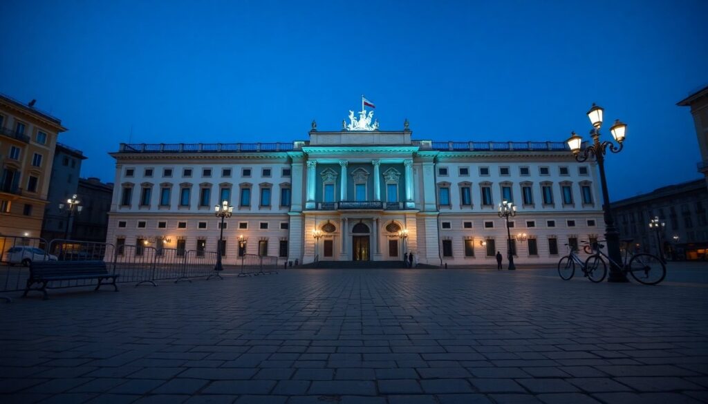 Palazzo di Giustizia illuminato dal tricolore: appuntamenti e criticità in piazza