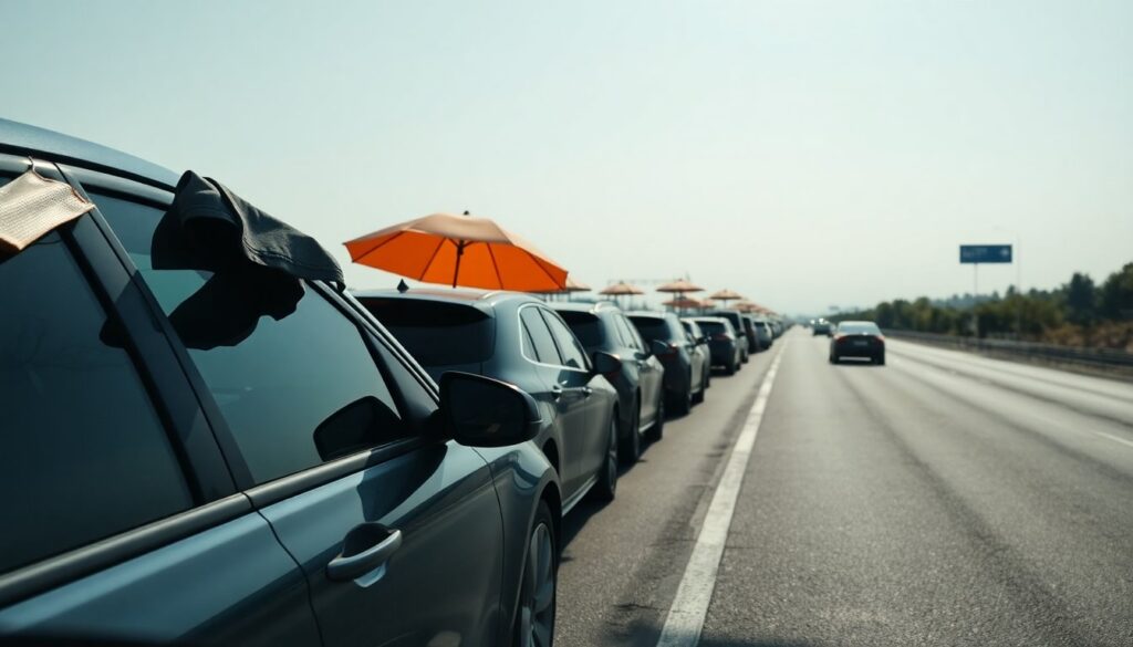 Code sull’A18, automobilisti costretti ad aprire ombrelloni per ripararsi dal sole