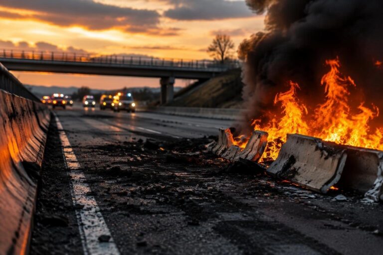 Incendio autostrada A19 Palermo-Catania: vigili del fuoco e Polizia Stradale in azione