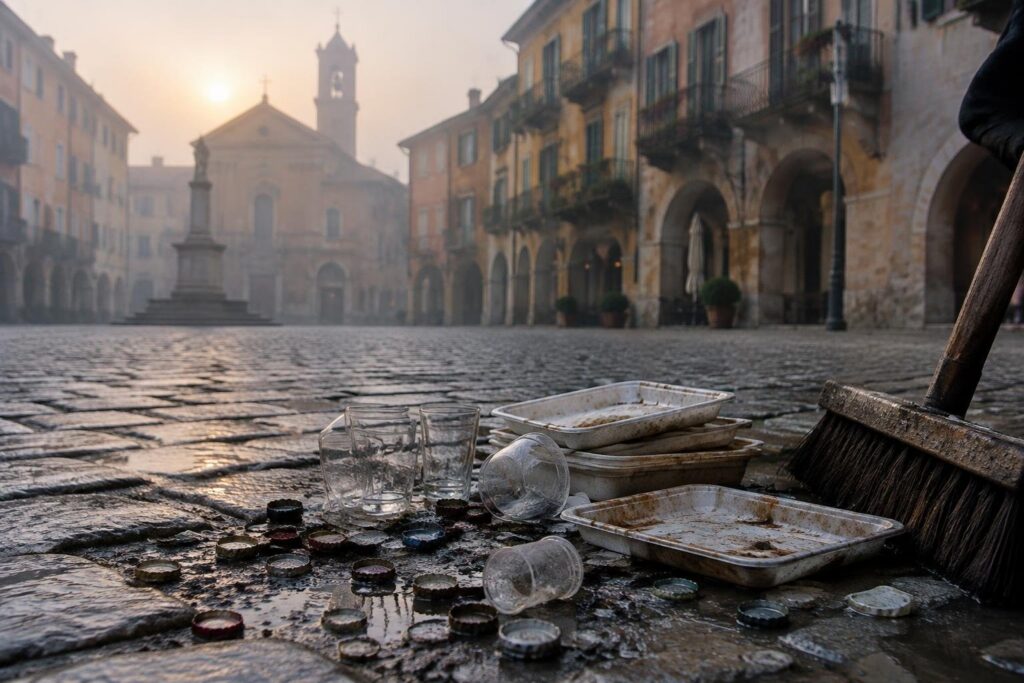 Parroco di Sant’Anna affronta la spazzatura post-movida a Palermo